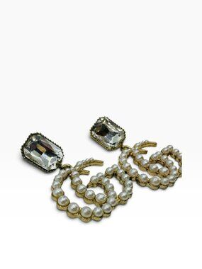 GG-Inspired Pearl Crystal Drop Earrings Gold-Tone Finish costume Jewelry For Wom